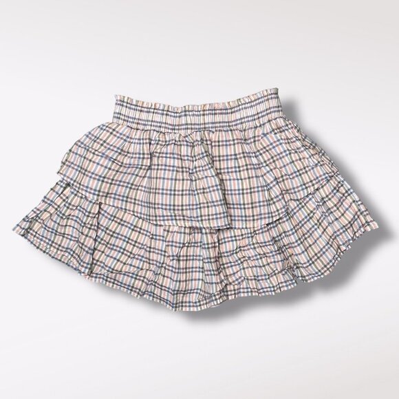 Aerie Tiered Plaid Mini Skirt Cotton Modal Blend Size Small - Picture 7 of 8